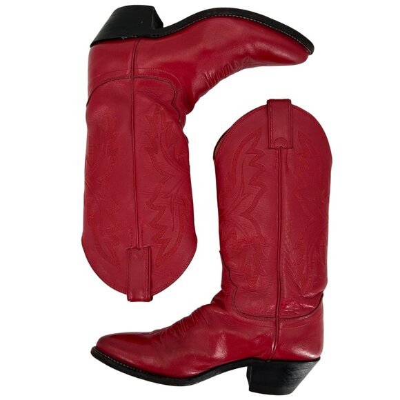 Justin Cowgirl Boots Womens size 5.5B Red Leather Cowboy Western Boots 4905 USA - Picture 8 of 14